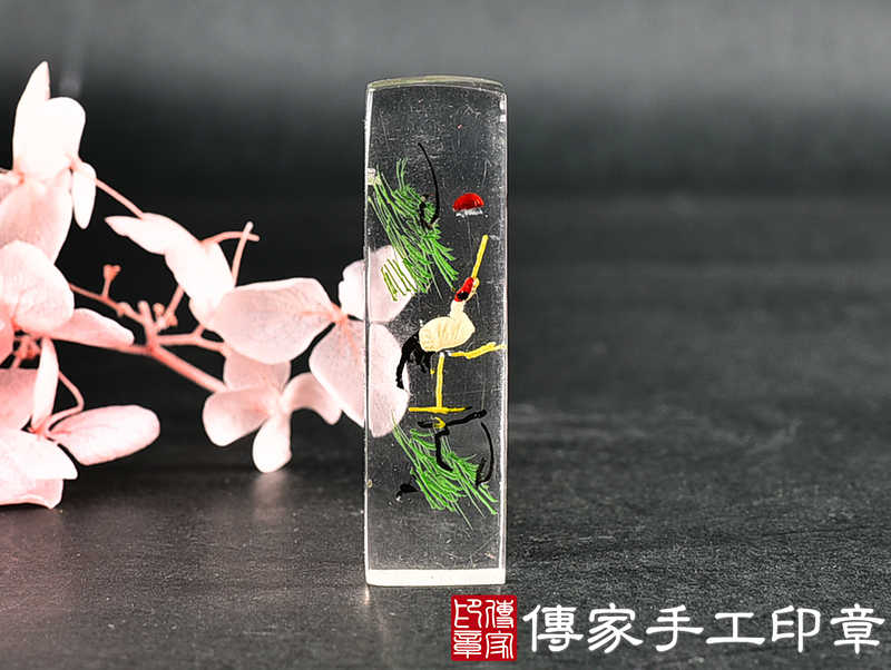 透明壓克力印章-鶴 (5分方章-1.5公分，高度6公分)