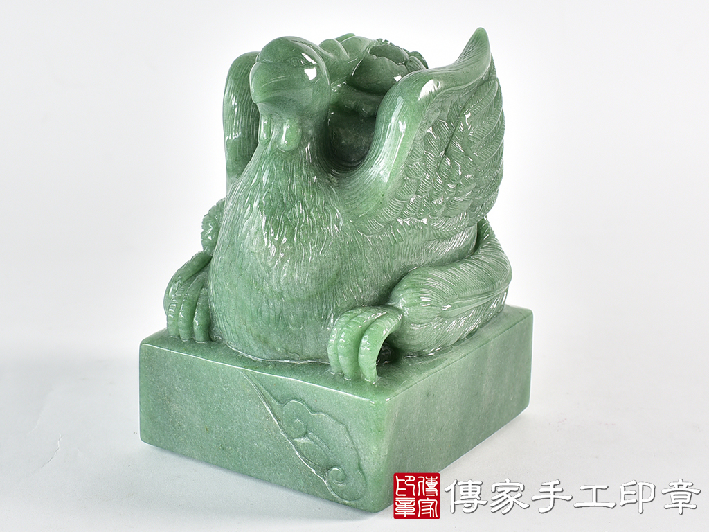 頂級東菱玉精雕鳳凰 ：宮廟印章、神明印章 (9.5X9.5X高13公分)