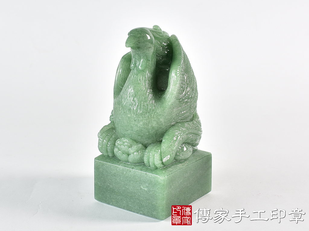 頂級東菱玉精雕鳳凰 ：宮廟印章、神明印章 (6.5X6.5X高13公分)