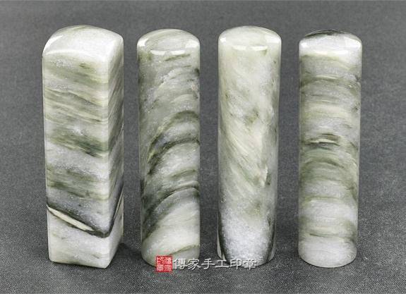 傳家手工印章實際成品：綠髮彩玉(第一級) 第1批料：開運印章、臍帶印章示意圖12