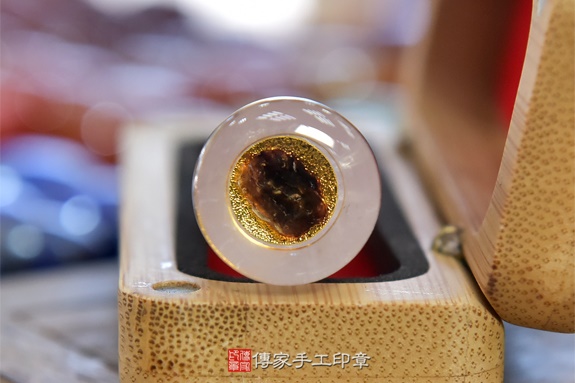 全手工噴砂印章：粉晶臍帶章實際成品、印章作品分享、粉晶印章材質介紹。（臍帶印章、肚臍章、肚臍印章，胎毛印章，一圓一方）傳家手工印章新竹店2020.06.18