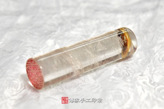  半手工噴砂印章：白水晶臍帶章實際成品、印章作品分享、白水晶印章材質介紹。（臍帶印章、肚臍章、肚臍印章，胎毛印章，一圓一方）傳家手工印章新竹店2020.07.20