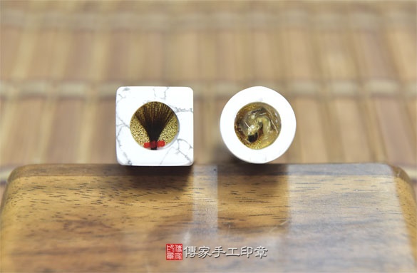 全手工噴砂印章：白松石臍帶章實際成品、印章作品分享、白松石印章材質介紹。（臍帶印章、肚臍章、肚臍印章，胎毛印章，一圓一方）傳家手工印章新竹店2020.09.21