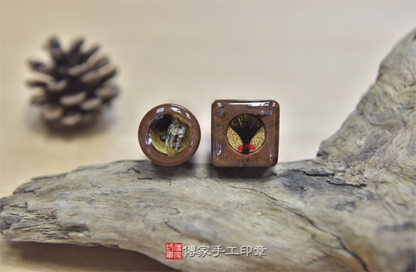 全手工噴砂印章：紅黑曜石臍帶章實際成品、印章作品分享、紅黑曜石印章材質介紹。（臍帶印章、肚臍章、肚臍印章，胎毛印章，一圓一方）傳家手工印章新竹店2020.12.13