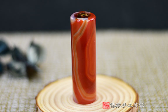 半手工噴砂印章：天珠瑪瑙臍帶章實際成品、印章作品分享、天珠瑪瑙印章材質介紹。（臍帶印章、肚臍章、肚臍印章，胎毛印章，一圓一方）傳家手工印章桃園店。2021.06.08