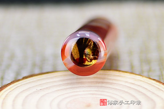 半手工噴砂印章：天珠瑪瑙臍帶章實際成品、印章作品分享、天珠瑪瑙印章材質介紹。（臍帶印章、肚臍章、肚臍印章，胎毛印章，一圓一方）傳家手工印章桃園店。2021.06.08