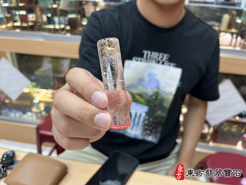 顧客滿意推薦開運臍髮印章-新竹縣竹北市-黃先生。印章材質：半手工噴砂白水晶。112.10.21