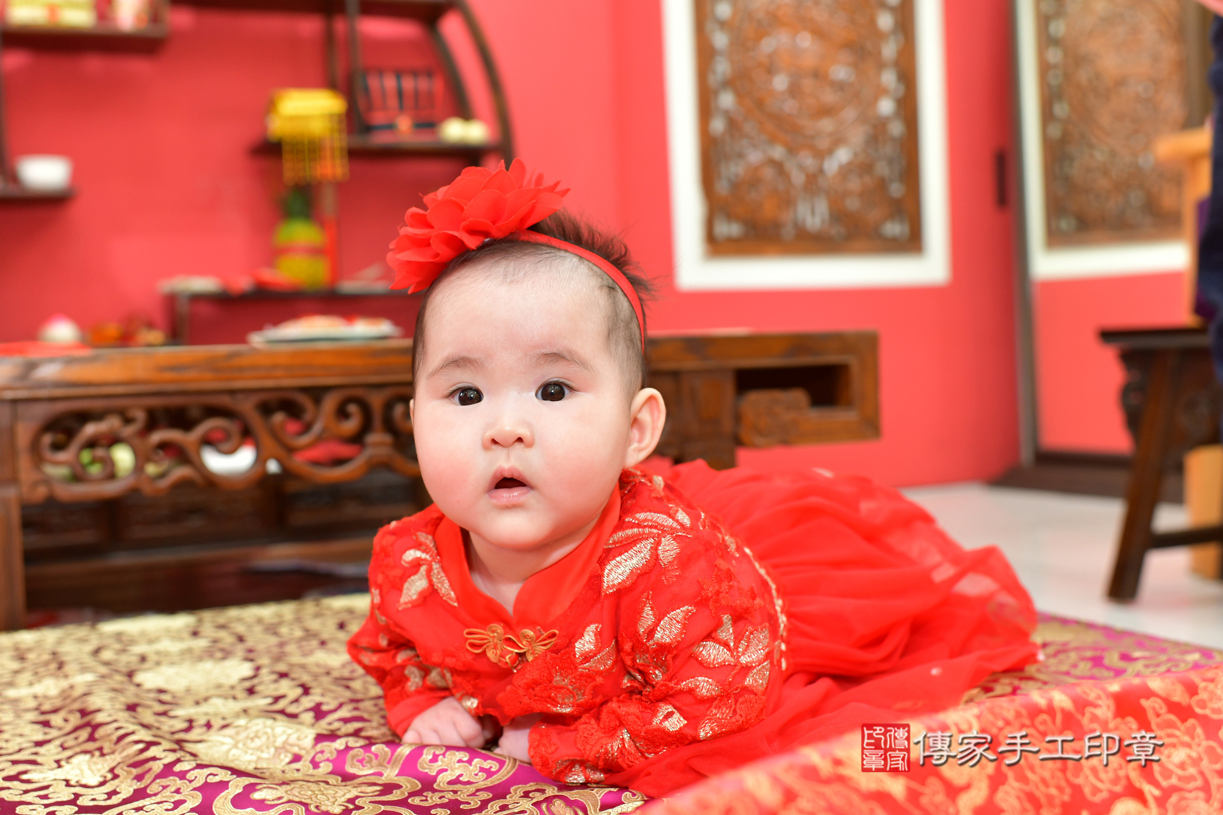 台中市北區彤彤寶寶收涎推薦：傳家台中店收涎中國風會場，嬰兒古禮收涎收口水流程儀式、收涎吉祥話、收涎餅乾、收涎拍照。收涎證書。2025.3.6，照片1