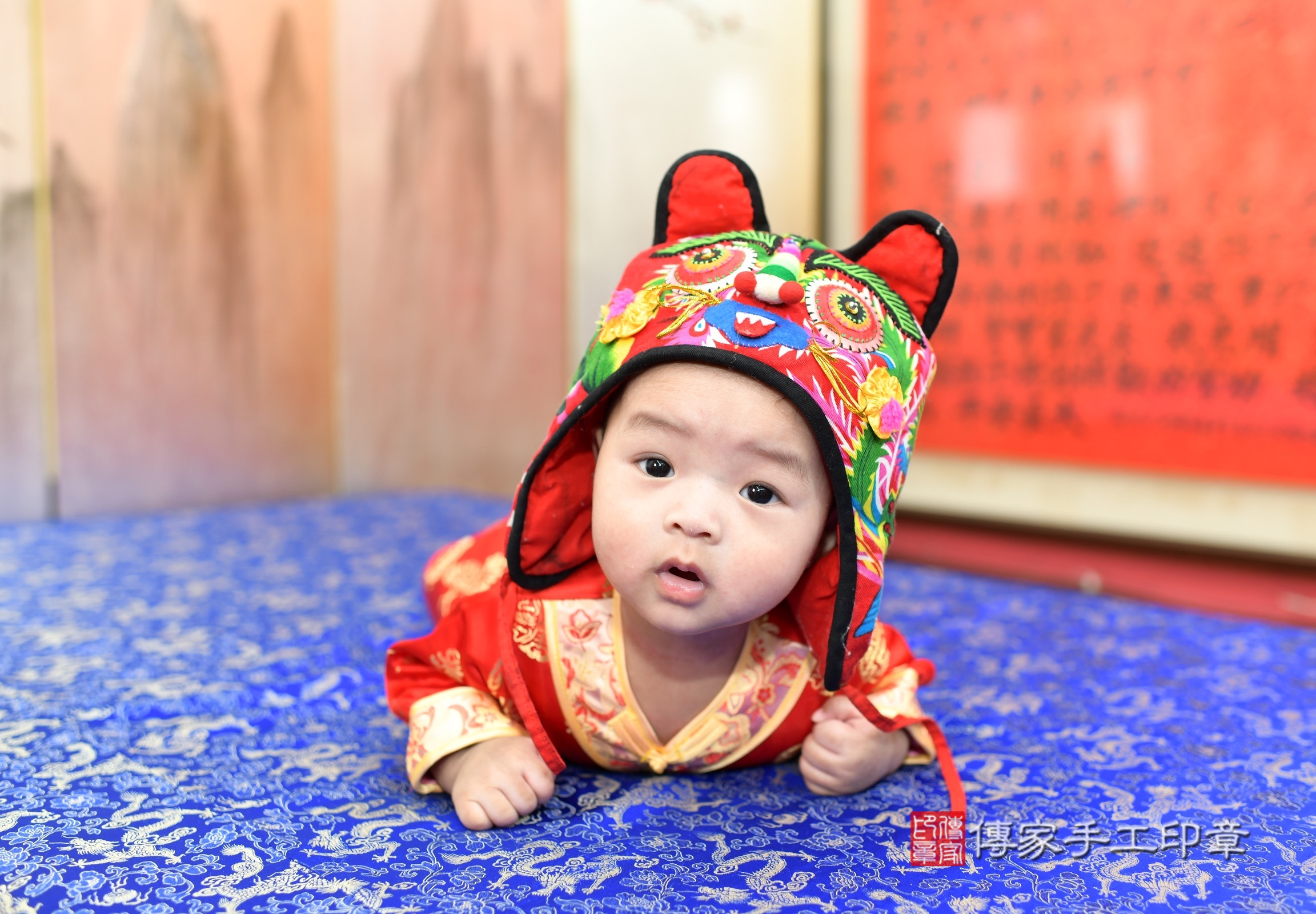 新北市永和區小淵寶寶收涎推薦：傳家新北店收涎中國風會場，嬰兒古禮收涎收口水流程儀式、收涎吉祥話、收涎餅乾、收涎拍照。收涎證書。2025.5.1，照片1