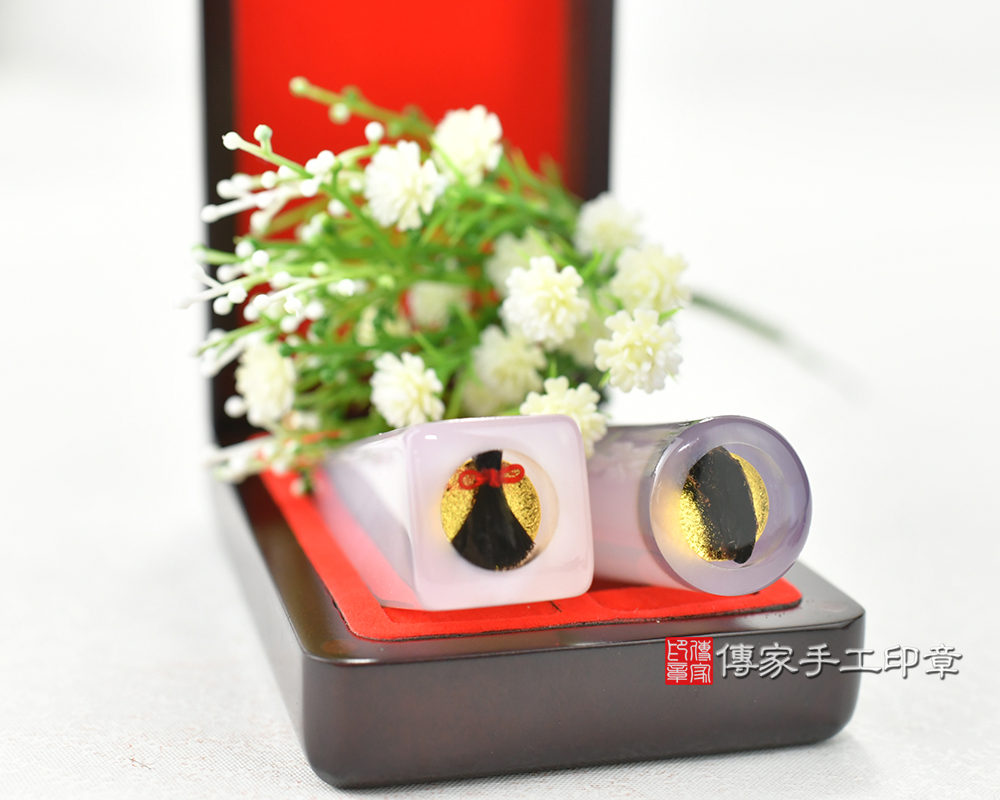粉瑪瑙臍帶印章、胎毛印章、臍髮印章   傳家手工印章台中店2025.09.02