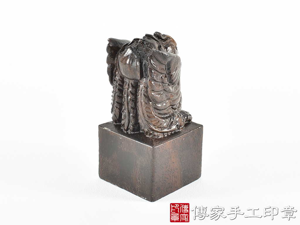 頂級黑檀木精雕鳳凰廟章:廟章、神明印章、大印章 (尺寸3.6X3.6X7.5公分)