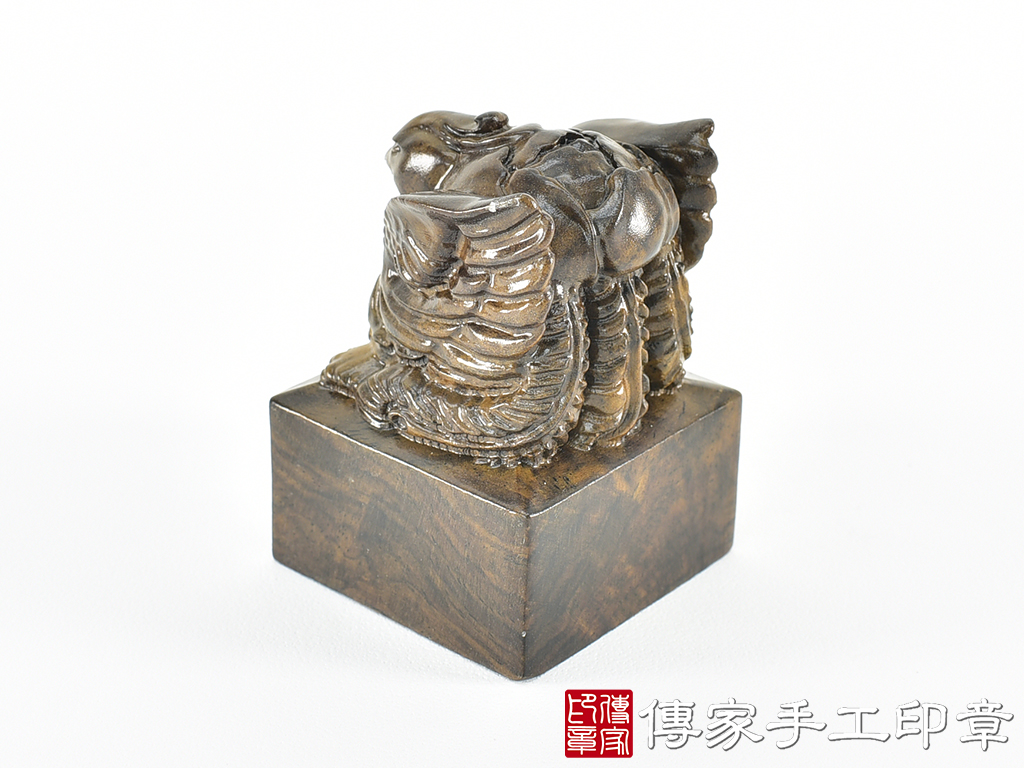 頂級黑檀木精雕鳳凰廟章:廟章、神明印章、大印章 (尺寸5.3x5.3x7.4公分)