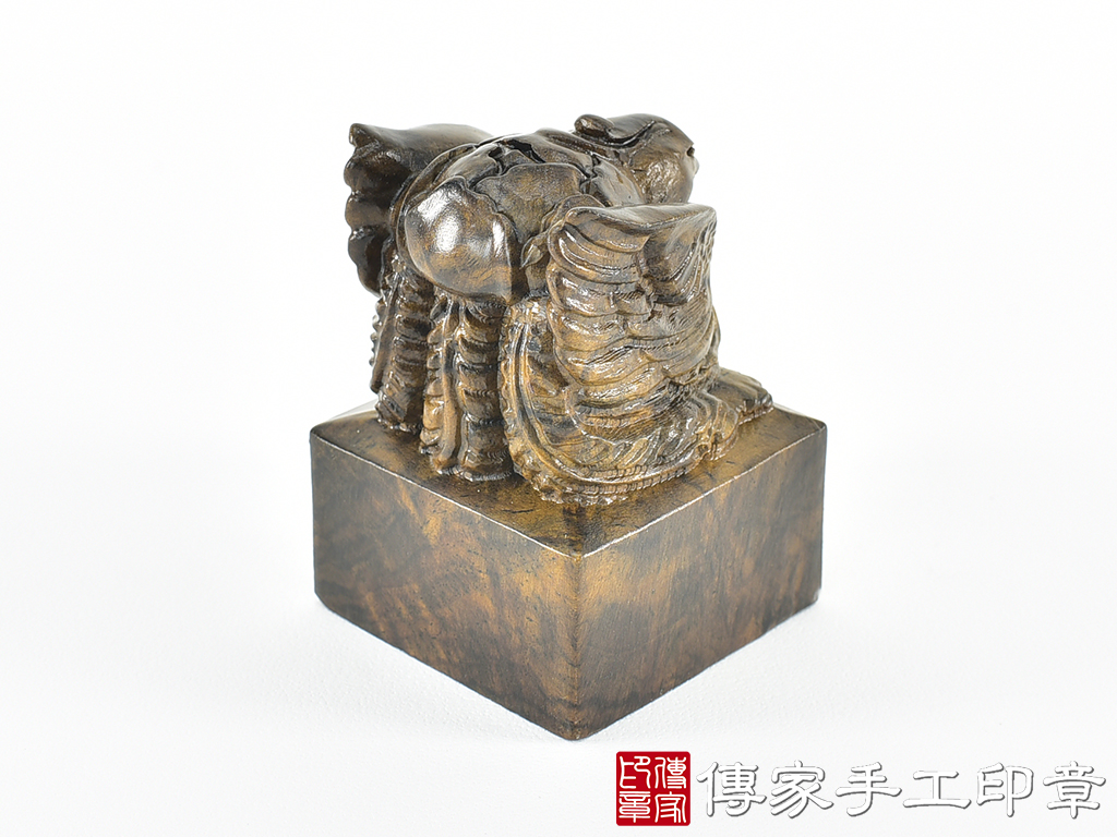 頂級黑檀木精雕鳳凰廟章:廟章、神明印章、大印章 (尺寸5.3x5.3x7.4公分)