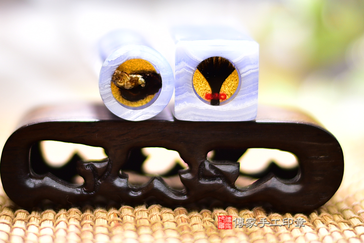 優雅如水～藍紋玉臍帶、胎毛印章　傳家手工印章桃園店 114.12.27